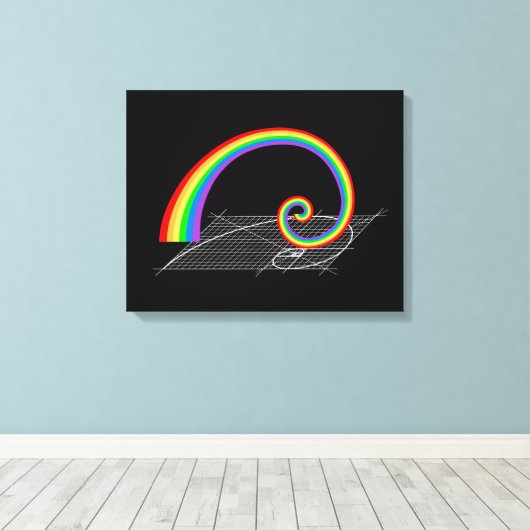 Fibonacci Spiral Rainbow Rising Canvas Afdruk (Insitu (Houten vloer))