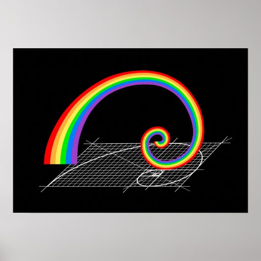 Fibonacci Spiral Rainbow Rising Poster (Voorkant)