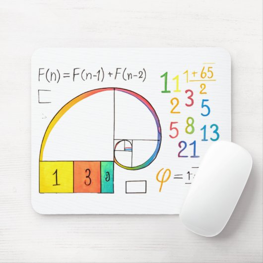 Fibonacci Spiral Wiskunde Mousepad Muismat (Met muis)