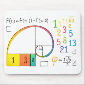 Fibonacci Spiral Wiskunde Mousepad Muismat (Voorkant)