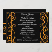 Fibril Ebony (Oranje) Wedding Invitation Kaart (Voorkant / Achterkant)