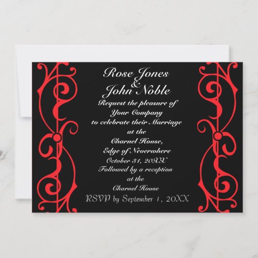 Fibril Ebony (Ruby) Wedding Invitation Kaart (Voorkant)
