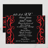 Fibril Ebony (Ruby) Wedding Invitation Kaart (Voorkant / Achterkant)