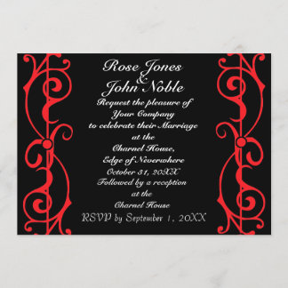 Fibril Ebony (Ruby) Wedding Invitation Kaart