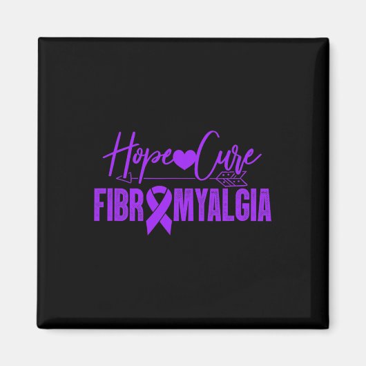 Fibro Awareness Hope Cure Fibromyalgia Paars Ribb Magneet (Voorkant)