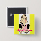 Fibro Babes Vierkante Button 5,1 Cm (Voorkant /achterkant)