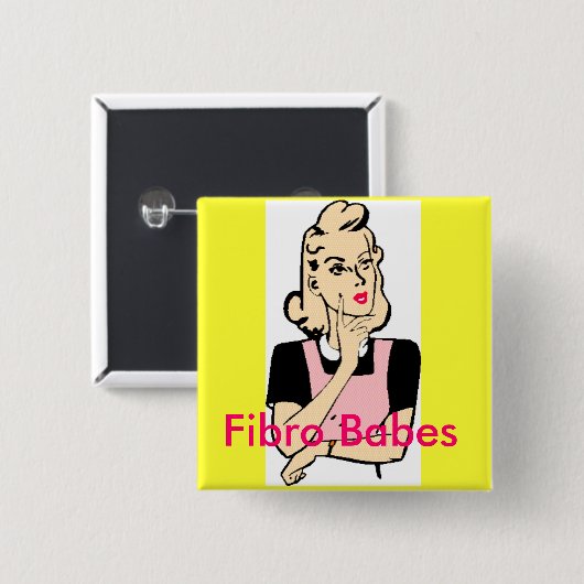 Fibro Babes Vierkante Button 5,1 Cm (Voorkant /achterkant)