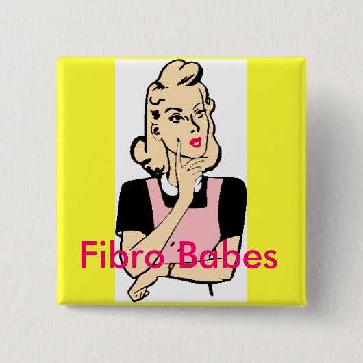 Fibro Babes Vierkante Button 5,1 Cm (Voorkant)