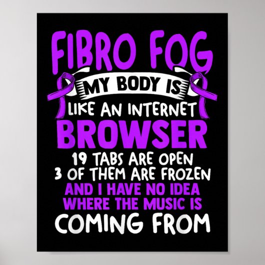 Fibro Fog - Fibro Survivor Funny Fibromyalgia Awar Poster (Voorkant)