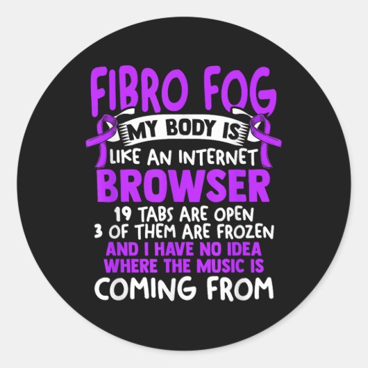 Fibro Fog - Fibro Survivor Funny Fibromyalgia Awar Ronde Sticker (Voorkant)