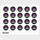 Fibro Warrior. Paarse fibromyalgie Bewustheid 1 Ronde Sticker (Vel)