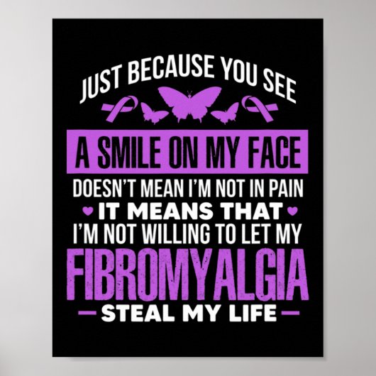 Fibro Warrior Paarse lintvlinder Poster (Voorkant)