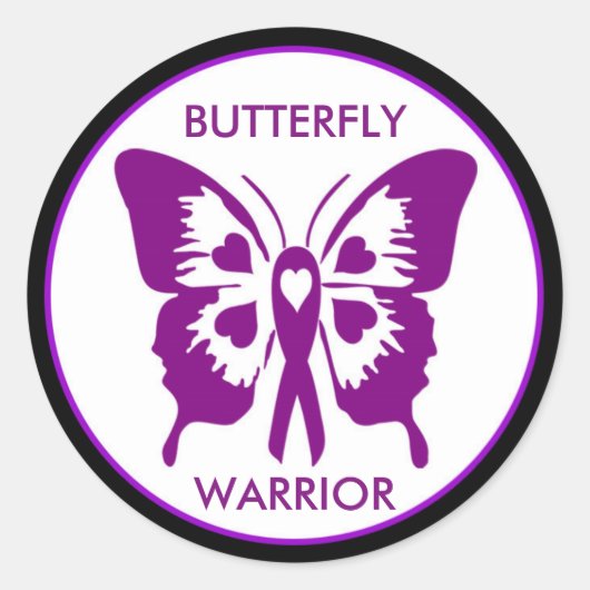 Fibrofairy Vlinder Warrior Ronde Sticker (Voorkant)