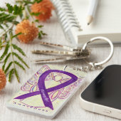 Fibromyalgia Angel Awareness Ribbon Sleutelhanger (Voorkant Rechts)