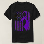 Fibromyalgia Awareness American Flag Nobody Fight T-shirt (Design voorkant)