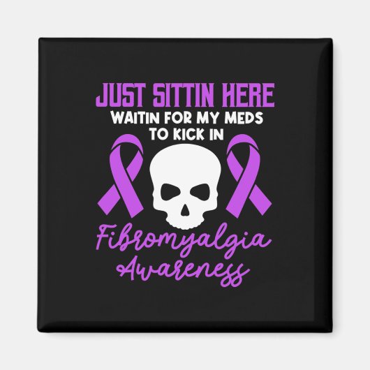 Fibromyalgia Awareness Fibro Warrior Paars Ribbon Magneet (Voorkant)