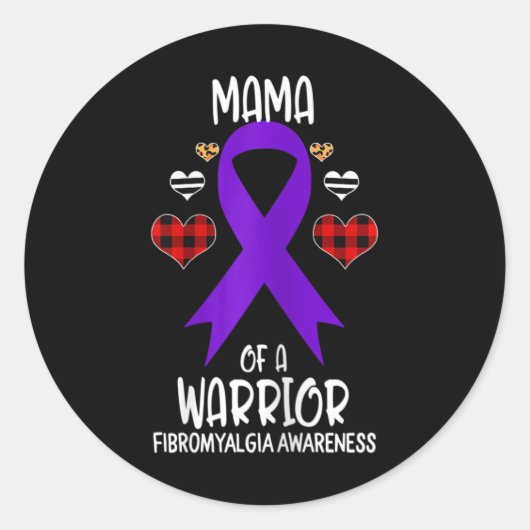 Fibromyalgia Awareness Mama of a Warrior Ma Ronde Sticker (Voorkant)