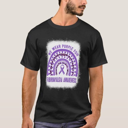 Fibromyalgia Awareness Purple Ribbon Rainbow T-shirt (Voorkant)