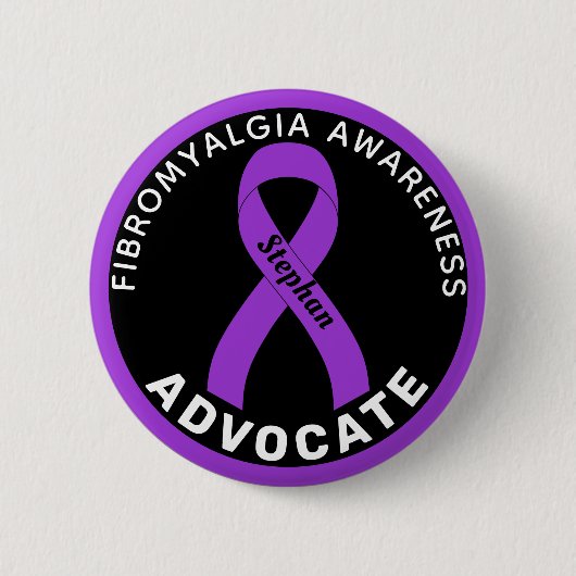 Fibromyalgia Awareness Ribbon Black Button (Voorkant)
