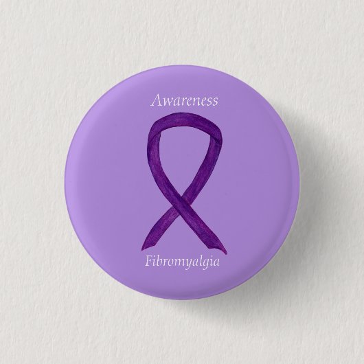 Fibromyalgia Awareness Ribbon Custom Art Pin Ronde Button 3,2 Cm (Voorkant)