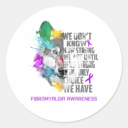 Fibromyalgia Awareness Ribbon Support Giften Ronde Sticker (Voorkant)