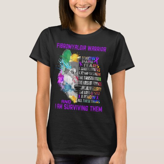 Fibromyalgia Awareness Ribbon Support Giften T-shirt (Voorkant)