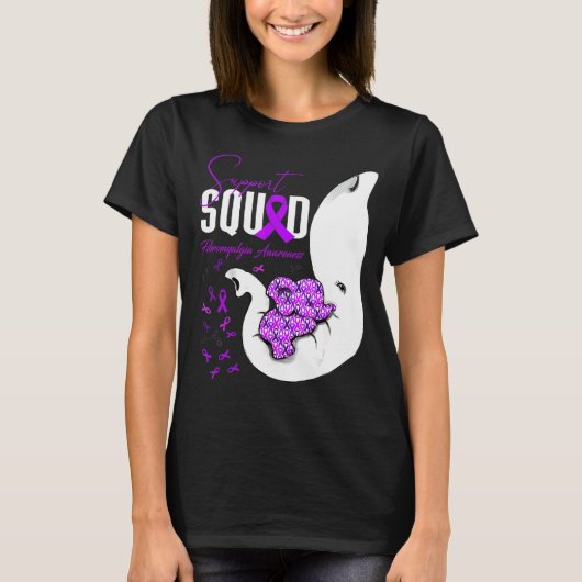 Fibromyalgia Awareness Support Squad Elephant T-shirt (Voorkant)