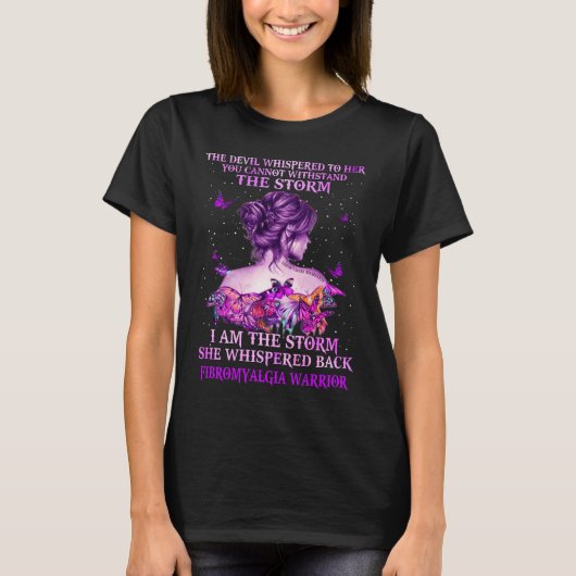 fibromyalgia butterfly strijder ik ben storm t-shirt (Voorkant)
