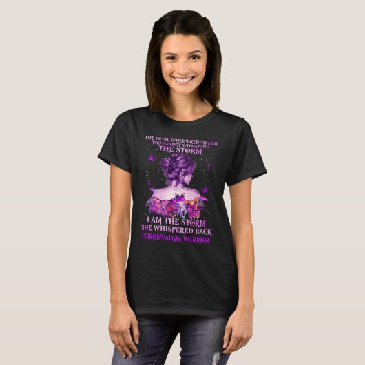 fibromyalgia butterfly strijder ik ben storm t-shirt (Voorkant volledig)