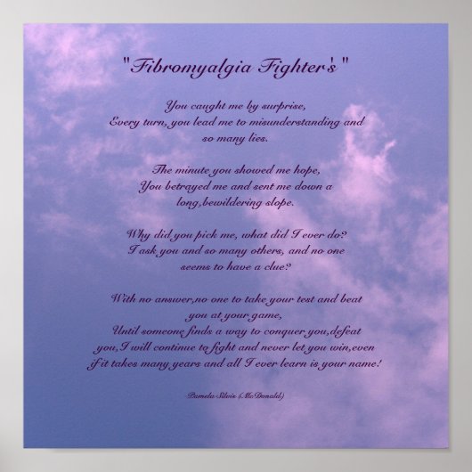 "Fibromyalgia Fighter", gedicht Poster (Voorkant)