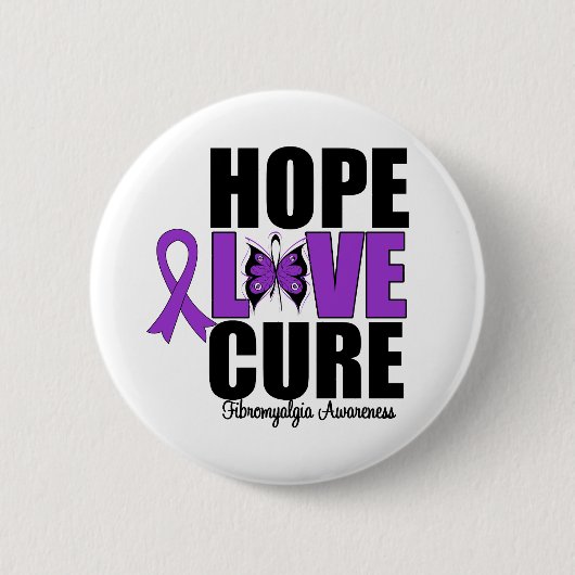 Fibromyalgia Hope Love Cure Ronde Button 5,7 Cm (Voorkant)
