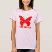 Fibromyalgia-strijder Fibro-vlinderroze T T-shirt (Voorkant)