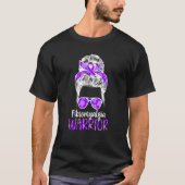 Fibromyalgia Warrior Messy Bun Fibromyalgia Awaren T-shirt (Voorkant)