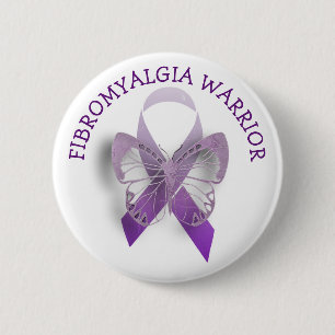 Fibromyalgia Warrior Paarse Bewustzijnslint Knop Ronde Button 5,7 Cm