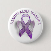Fibromyalgia Warrior Paarse Bewustzijnslint Knop Ronde Button 5,7 Cm (Voorkant)