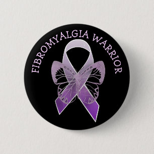 Fibromyalgia Warrior Paarse Bewustzijnslint Knop Ronde Button 5,7 Cm