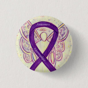 Fibromyalgie Awareness Angel Ribbon Custom Art Pin Ronde Button 3,2 Cm
