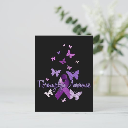 Fibromyalgie Awareness (lint & vlinders) Briefkaart (Staand voorkant)