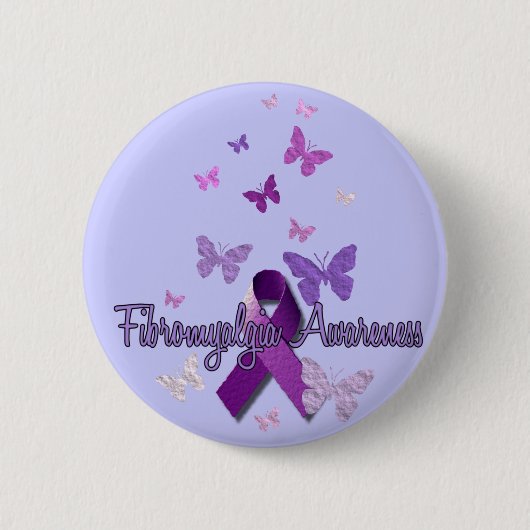 Fibromyalgie Awareness (lint & vlinders) Ronde Button 5,7 Cm (Voorkant)