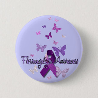 Fibromyalgie Awareness (lint & vlinders) Ronde Button 5,7 Cm