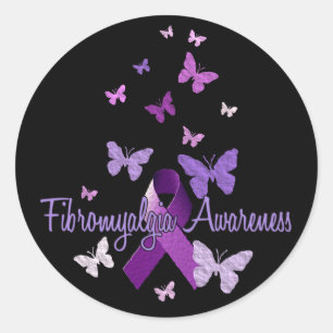 Fibromyalgie Awareness (lint & vlinders) Ronde Sticker