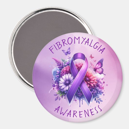 Fibromyalgie Awareness Ribbon Magneet (Voorkant / Achterkant)