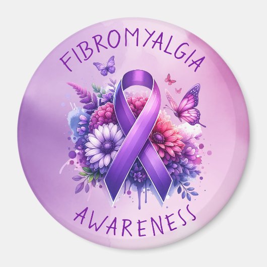 Fibromyalgie Awareness Ribbon Magneet (Voorkant)