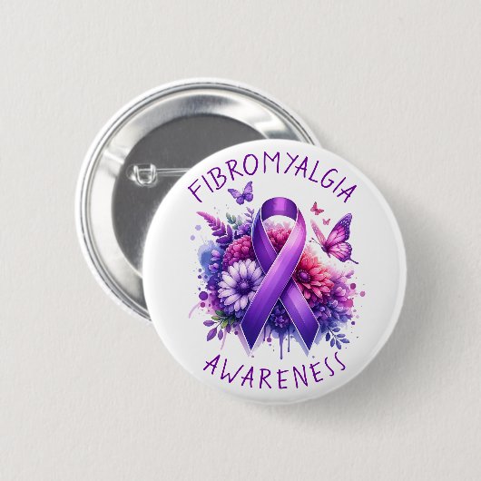 Fibromyalgie Awareness Ribbon Ronde Button 5,7 Cm (Voorkant /achterkant)