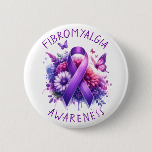 Fibromyalgie Awareness Ribbon Ronde Button 5,7 Cm