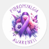 Fibromyalgie Awareness Ribbon Ronde Sticker (Voorkant)