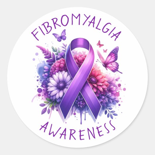 Fibromyalgie Awareness Ribbon Ronde Sticker (Voorkant)