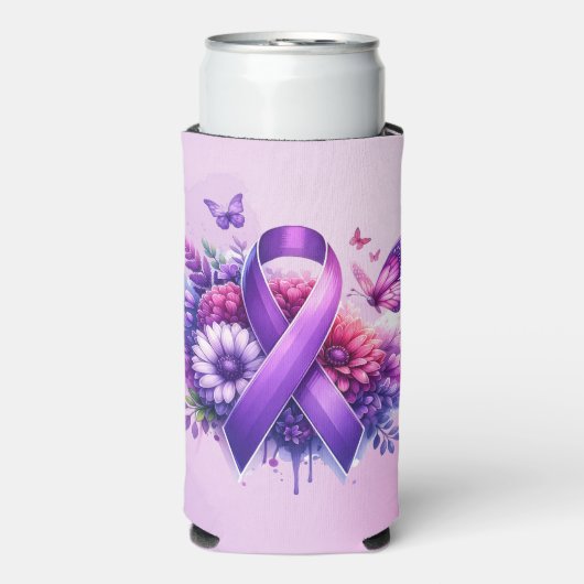 Fibromyalgie Awareness Ribbon Seltzer Blikjeskoeler (Seltzer Voorkant)