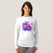 Fibromyalgie Awareness Ribbon T-shirt (Voorkant volledig)