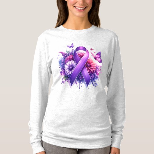 Fibromyalgie Awareness Ribbon T-shirt (Voorkant)